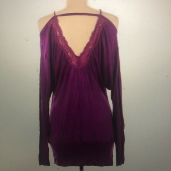 ❤️Free People Purple Cold Shoulder Long Sleeve Top - Picture 2 of 7